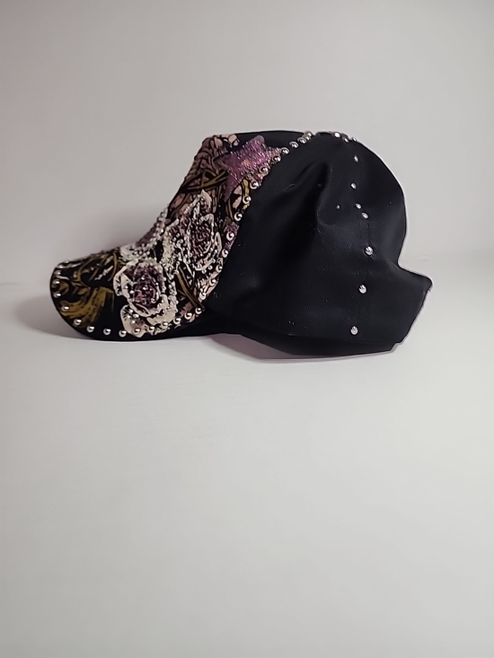 Stephanie Head Wear Snapback Hat Y2K Rose Embellished Ed Hardy Bejeweled Grunge - Picture 10 of 11